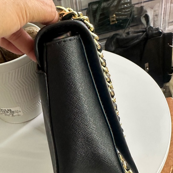 Tory Burch Black Leather Chain Shoulder Bag Saffiano Leather - Picture 3 of 8